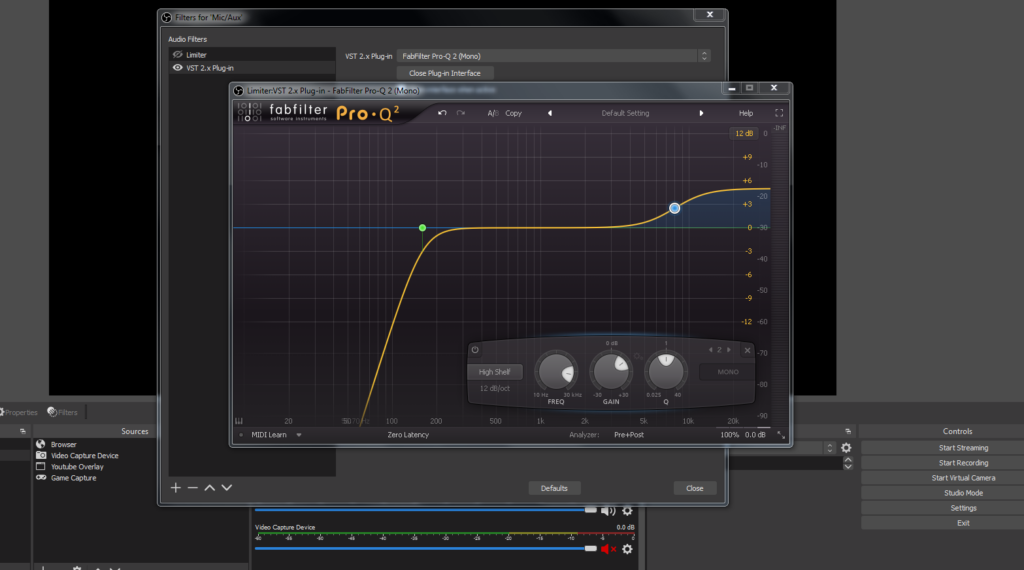 EQ graph of Sodapoppin's mic settings